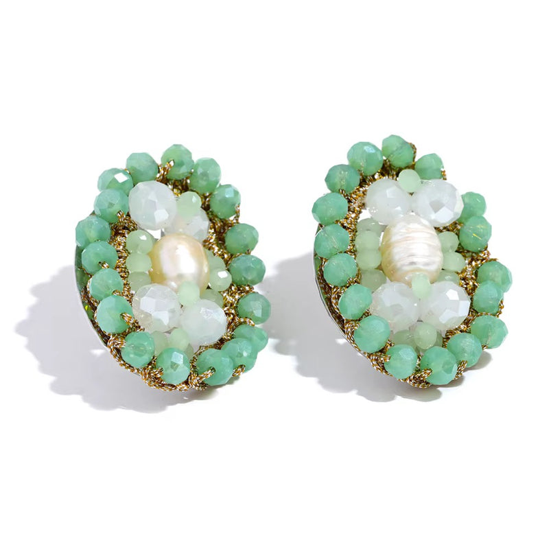 Mint Pearl Garden Earrings