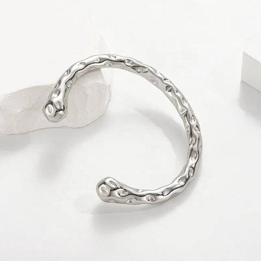 Hammer Silver Plated Open Bracelet