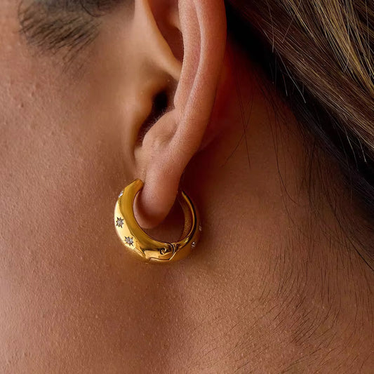 Louise Gold Rhinestone Hoop  Earring