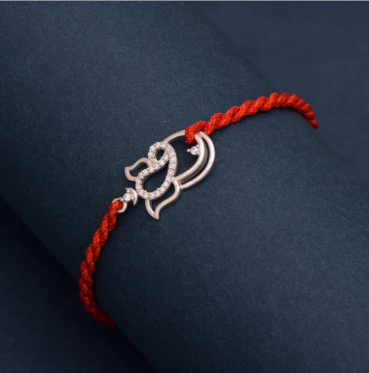 925 Pure Silver Ganesha Rakhi|Raksha Bandhan Rakhi for Brother | Gift for Men & Boys