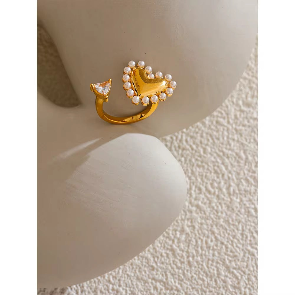 PEARL HEART RING