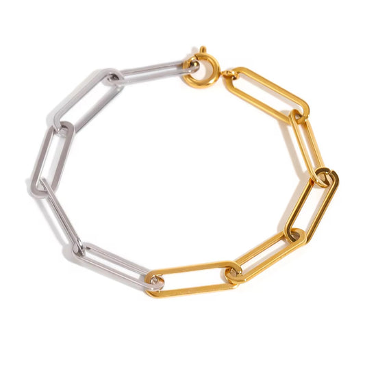 DUAL TONE PAPER CLIP BRACELET