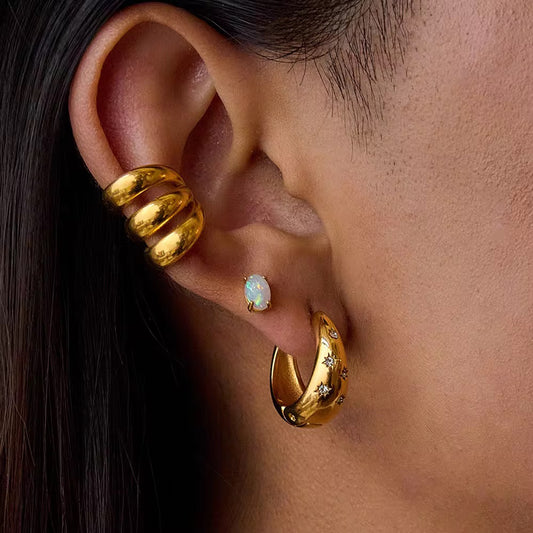 Louisë Gold Rhinestone Hoop  Earring