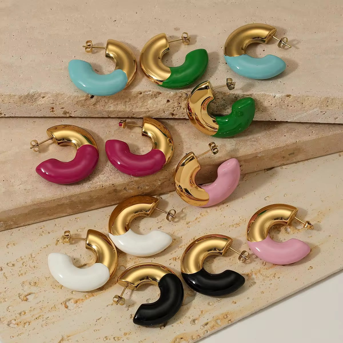 Pink Gold Hoop Earring