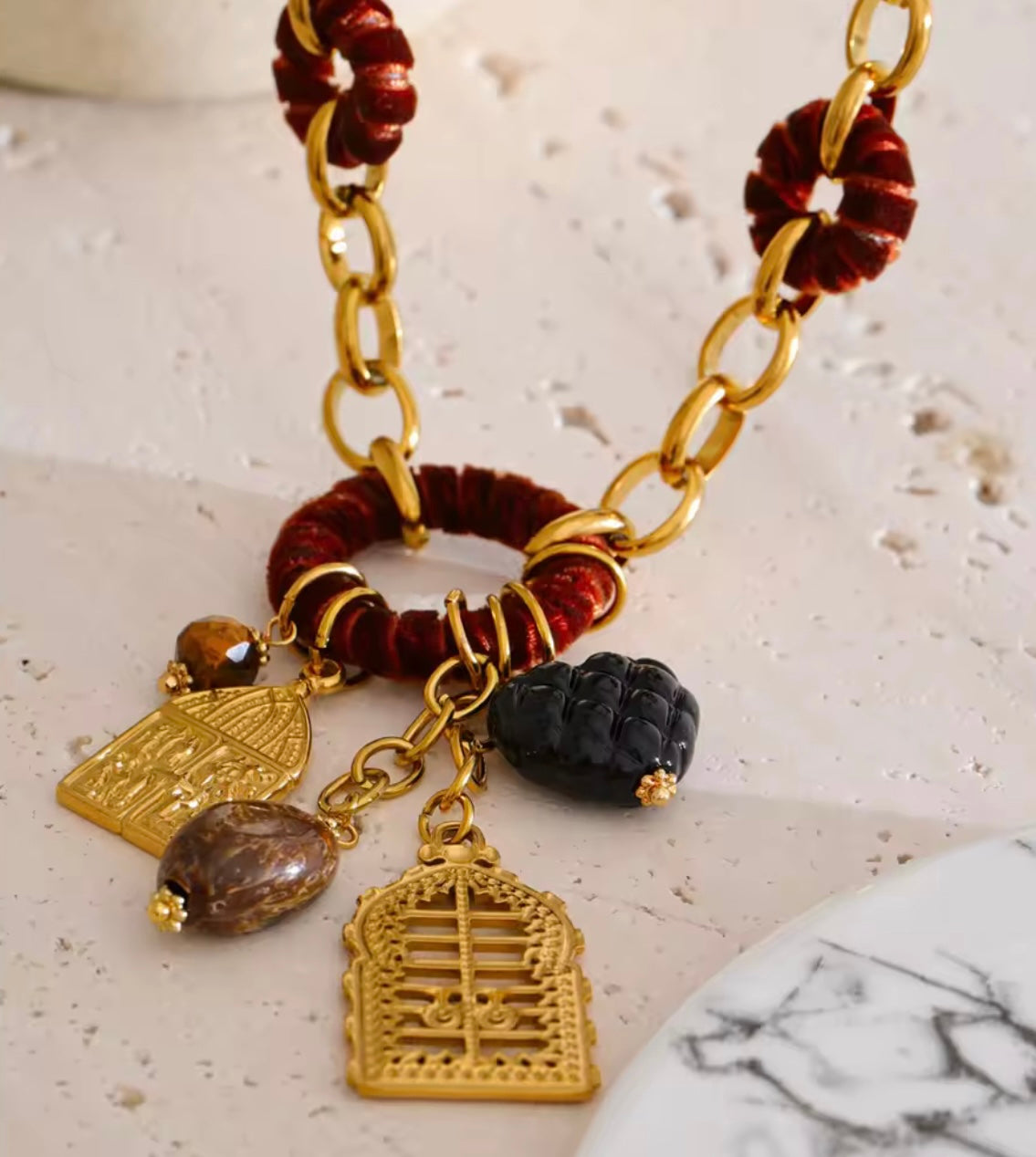 Velvet Ring Charm Necklace