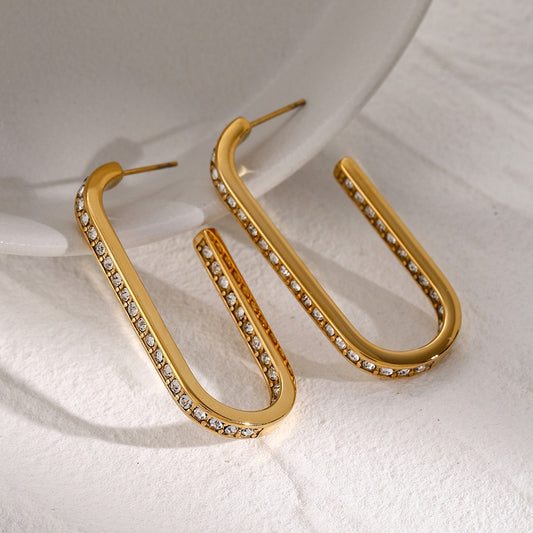 U Shape Zicron  Diamond stud Earrings