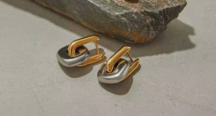 Gold Silver chunky Earring