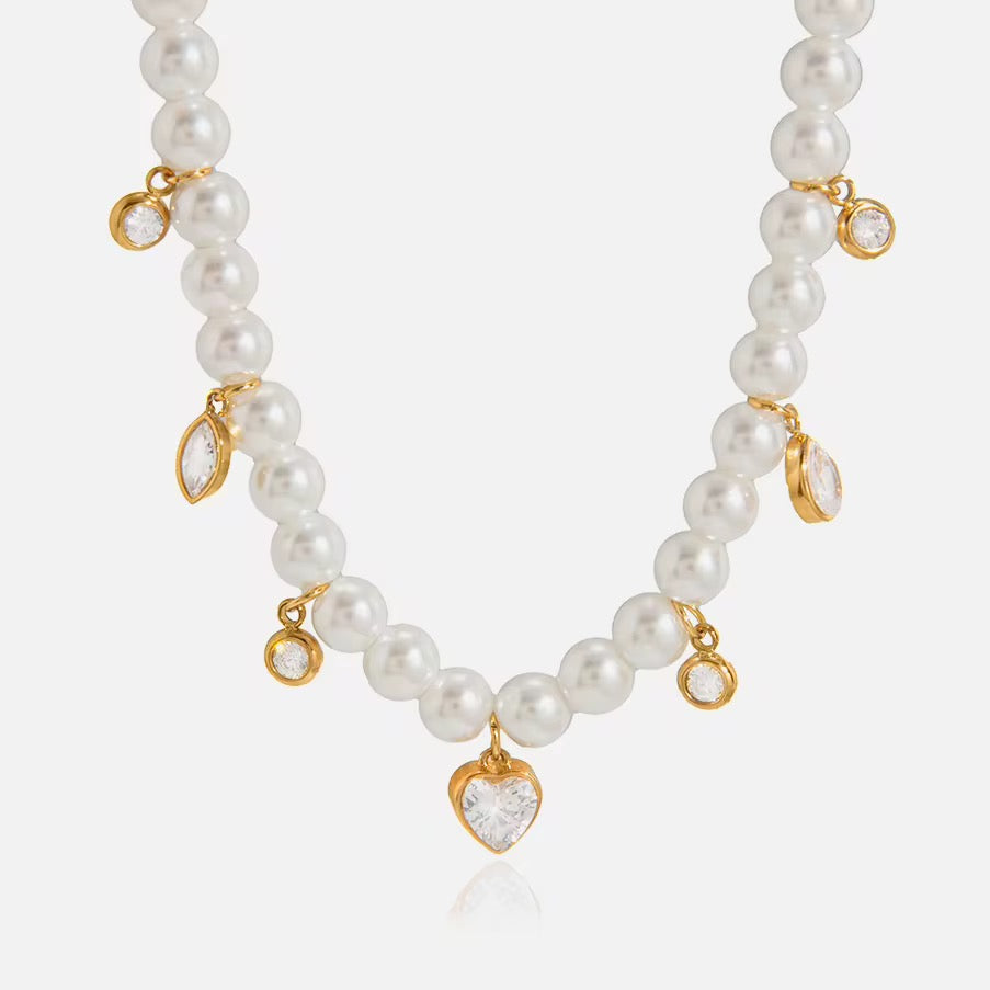 Elegant Pearl Zirconia Necklace