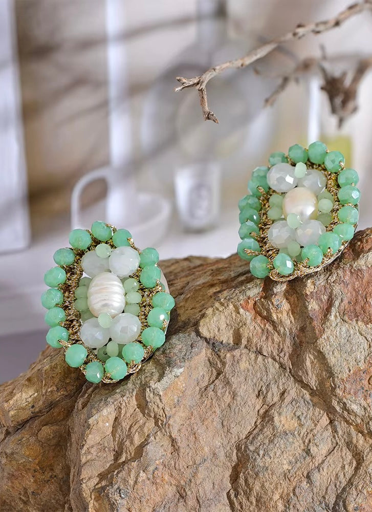 Mint Pearl Garden Earrings
