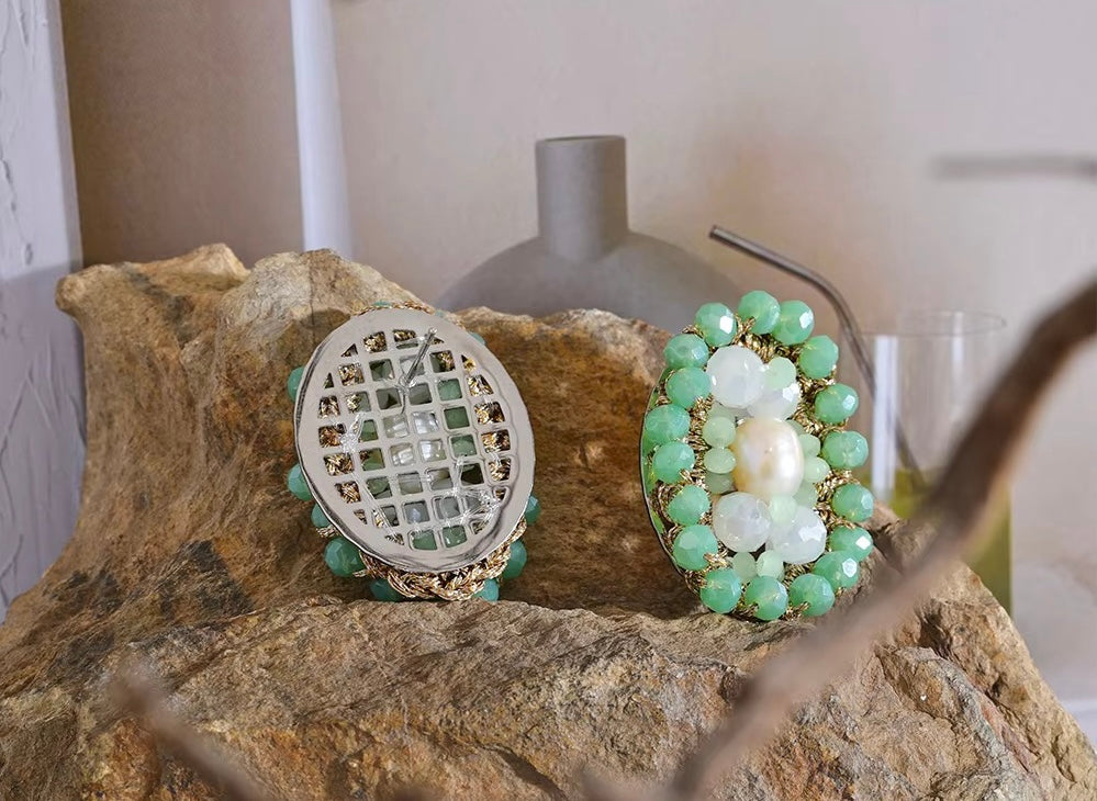 Mint Pearl Garden Earrings