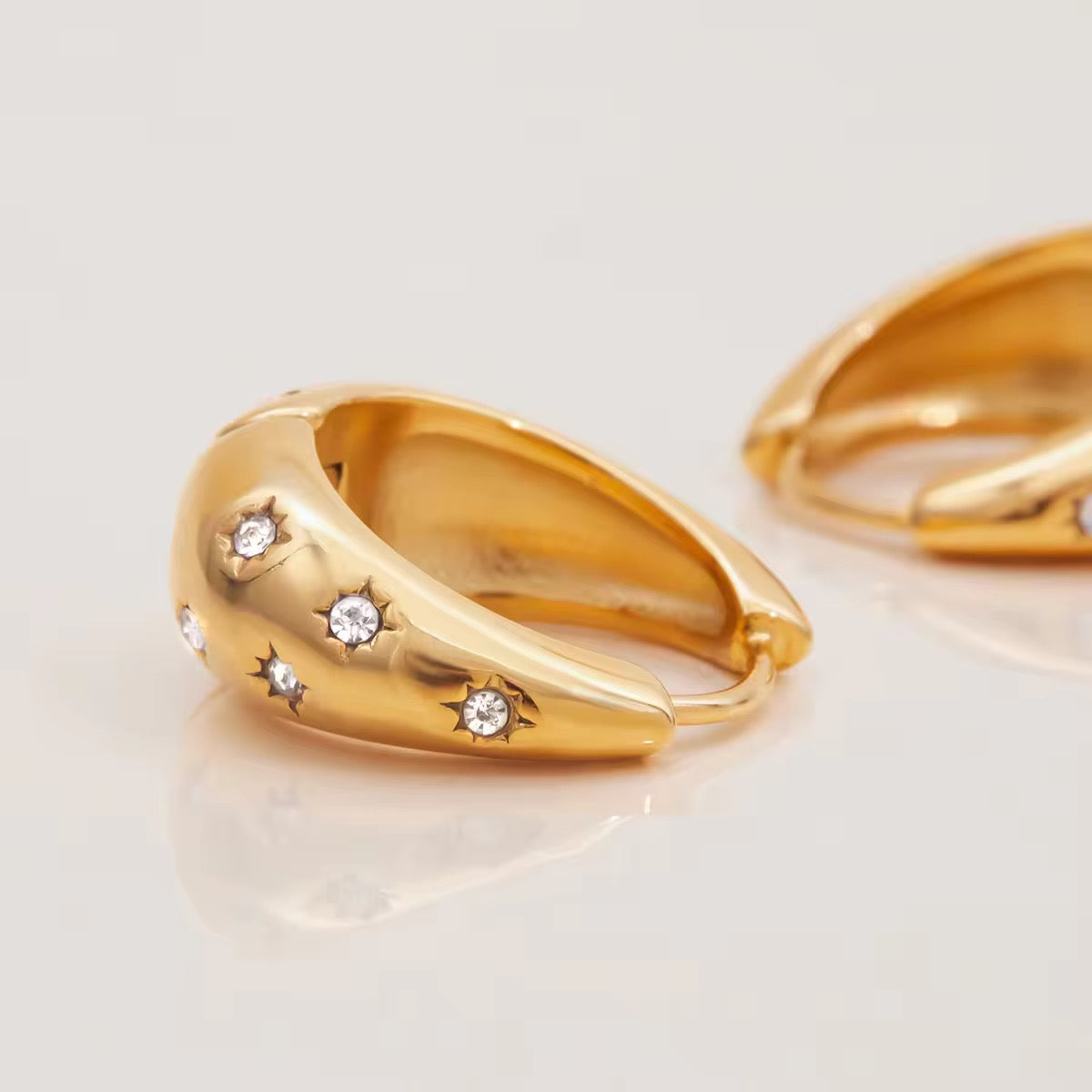 Louise Gold Rhinestone Hoop  Earring