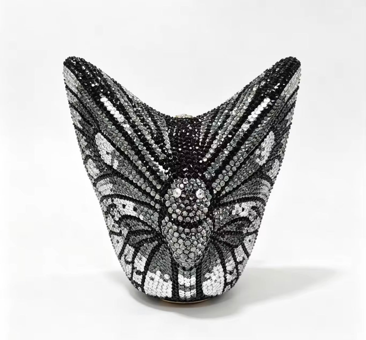 Black Flutter Rhinestone Butterfly Clutch