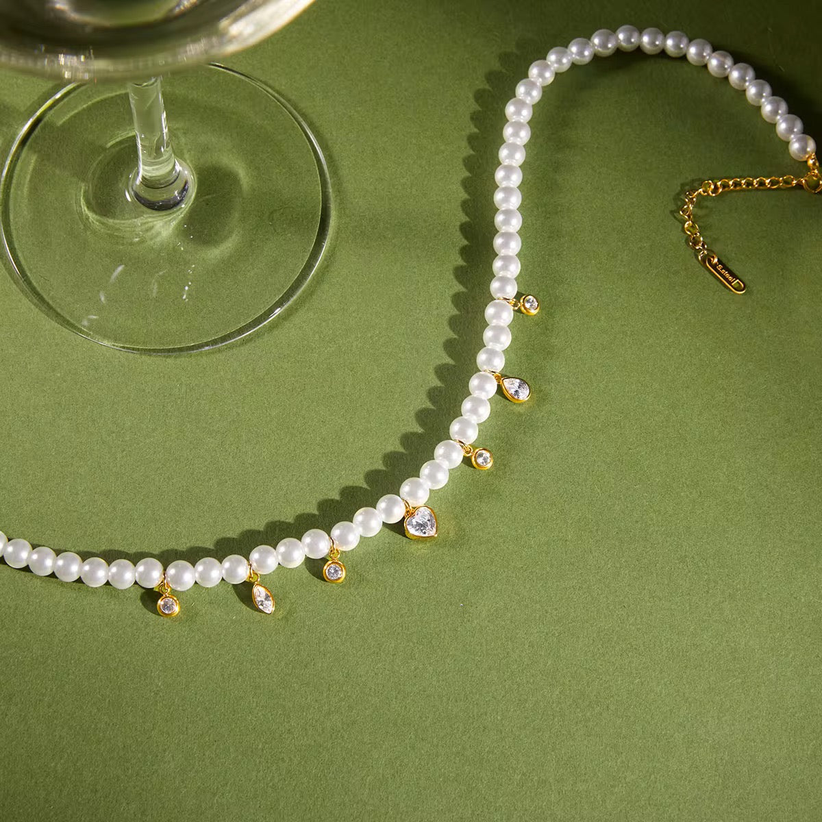 Elegant Pearl Zirconia Necklace