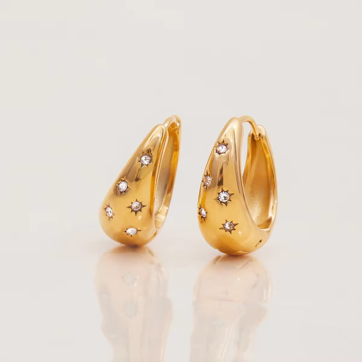 Louise Gold Rhinestone Hoop  Earring