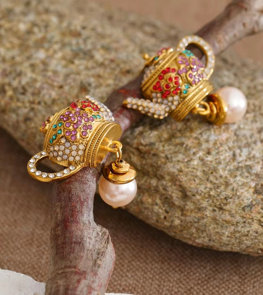 Pearl Teapot Earrings
