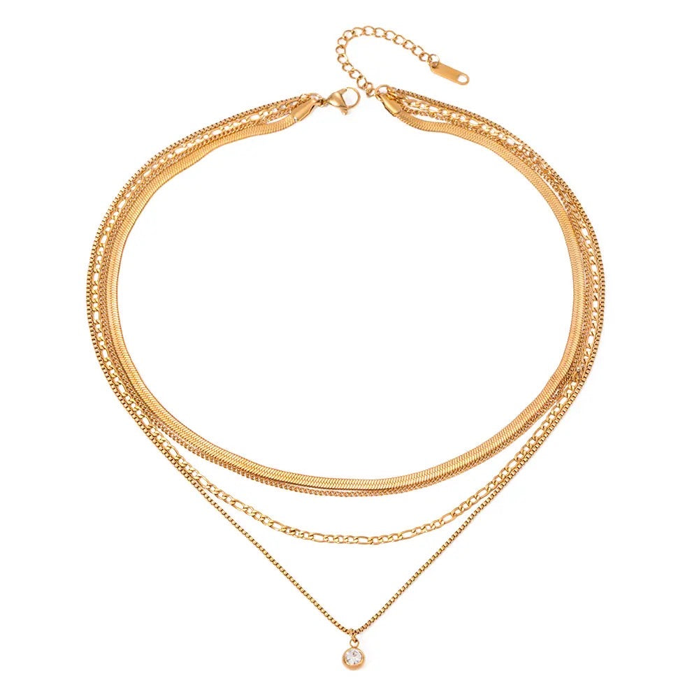 Layer Diamond Stud Necklace