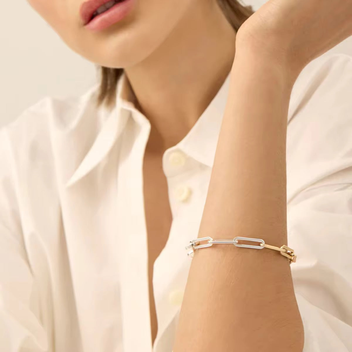 DUAL TONE PAPER CLIP BRACELET