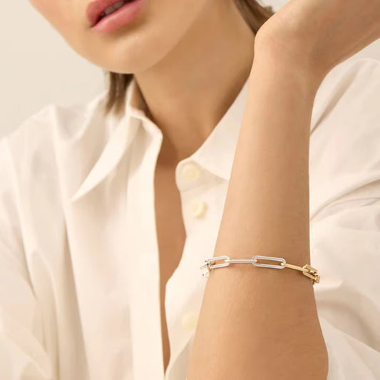 DUAL TONE PAPER CLIP BRACELET