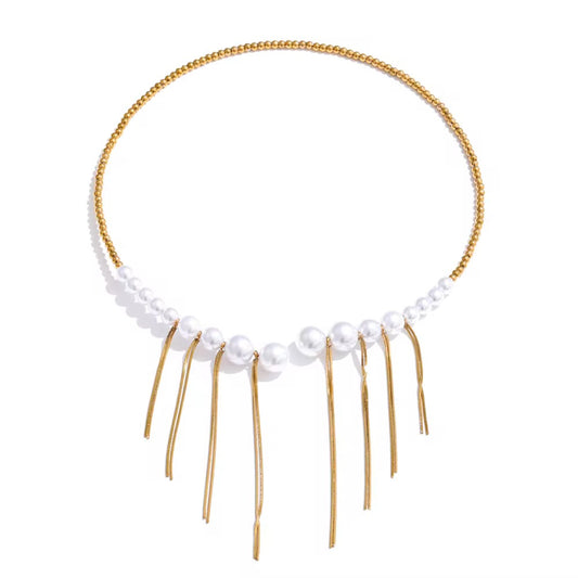 Pearls Tassel Drop Necklace