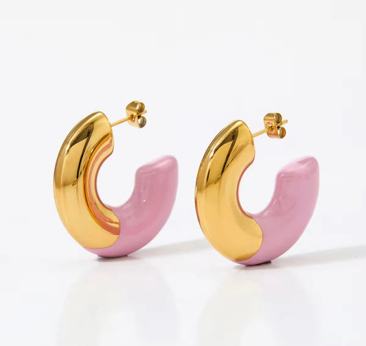 Pink Gold Hoop Earring