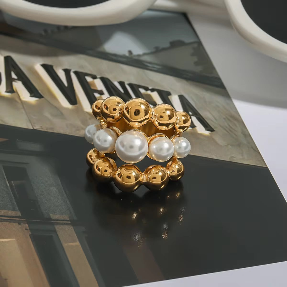 Pearl Ball Layered Ring