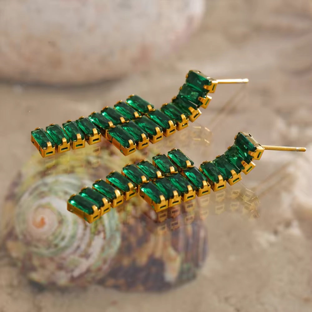Green Bar Earrings