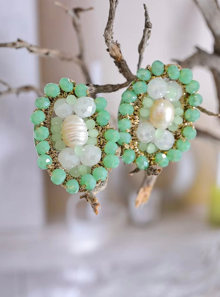 Mint Pearl Garden Earrings