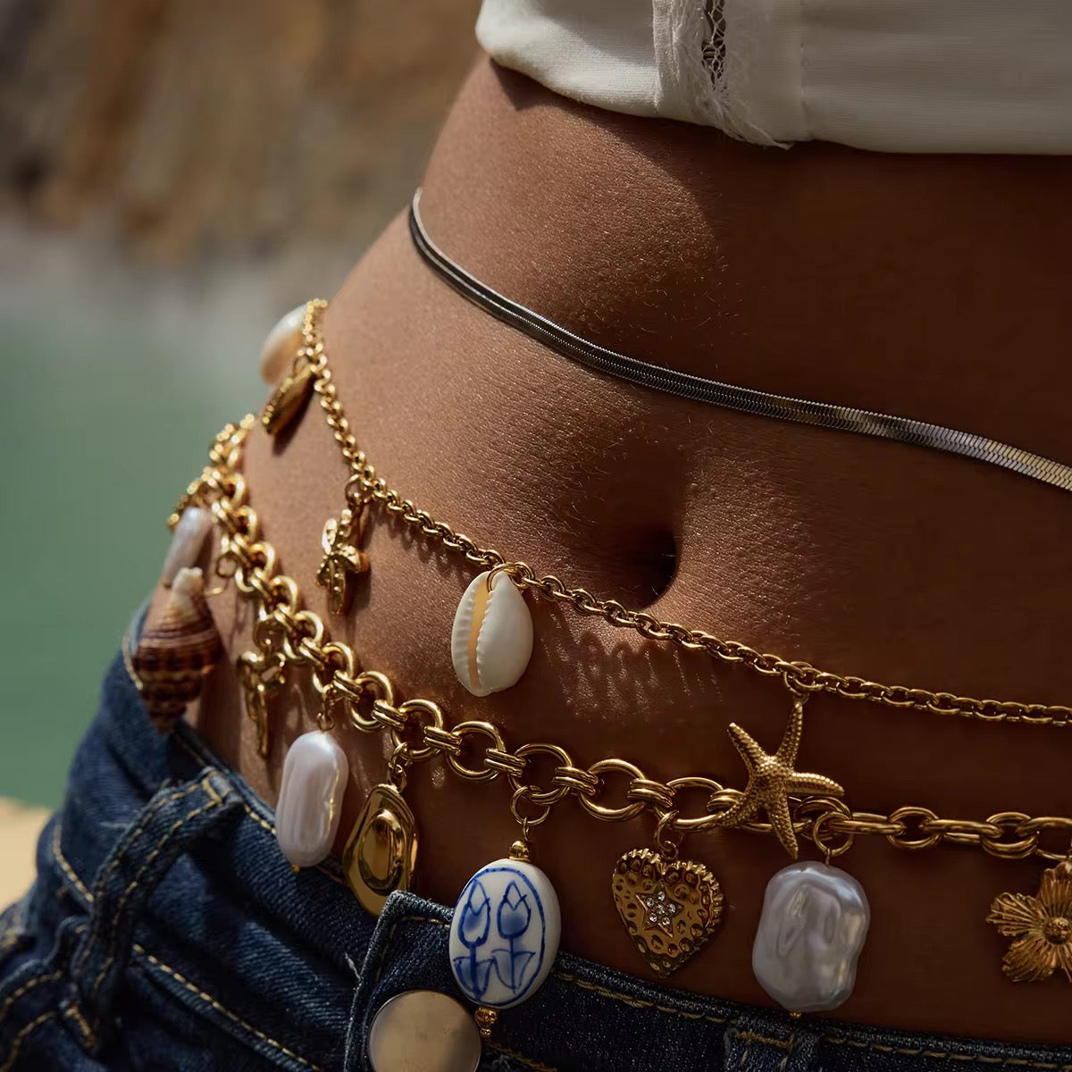 Sea shell Beach Waist Gold Chain