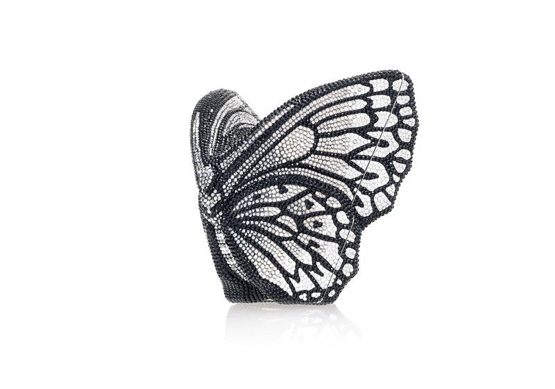 Black Flutter Rhinestone Butterfly Clutch