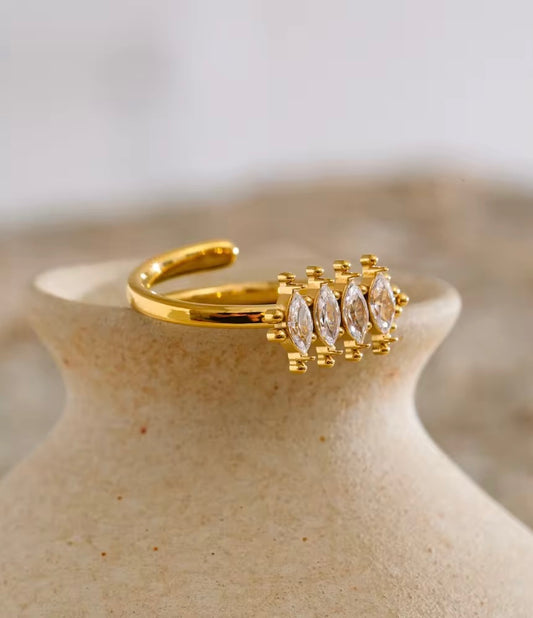 Crown Zirconia Open Ring