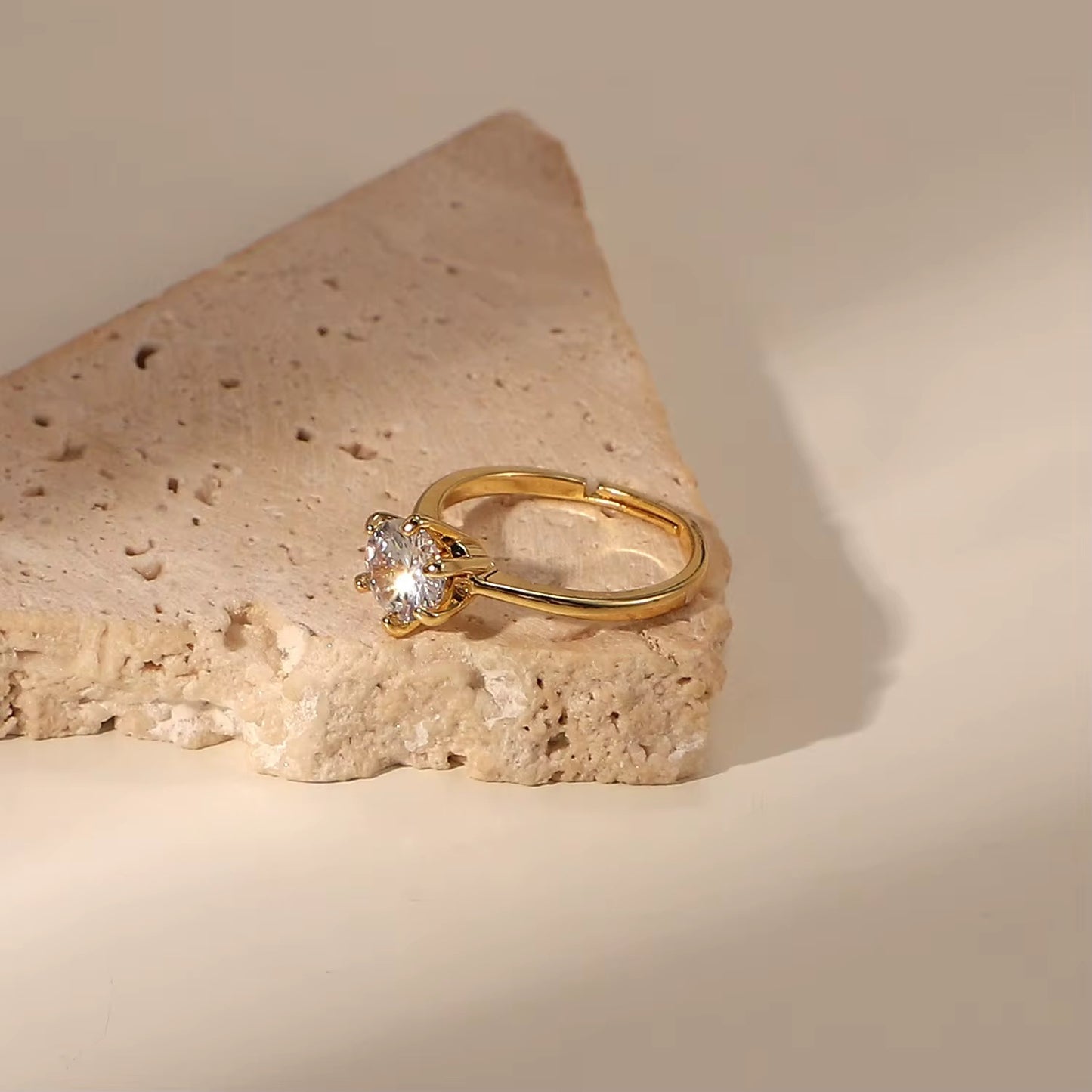 Solitaire  Adjustable Gold Ring