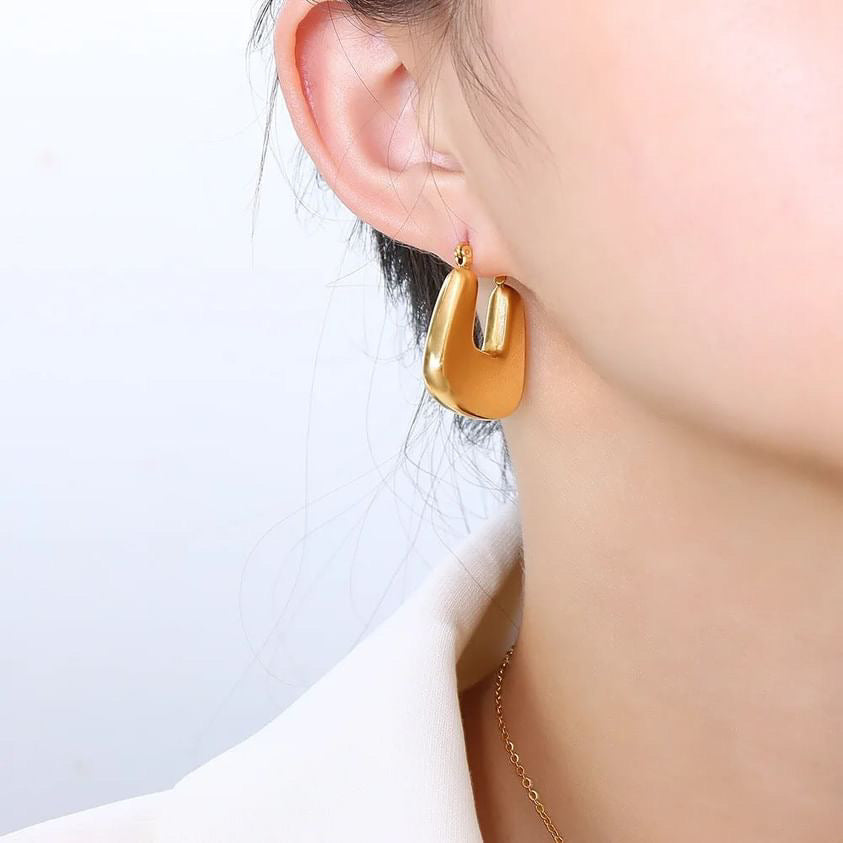 U Shape Gold Hoop Earrings