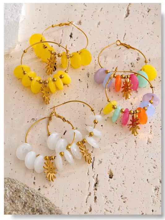 Ivory Bloom Hoops