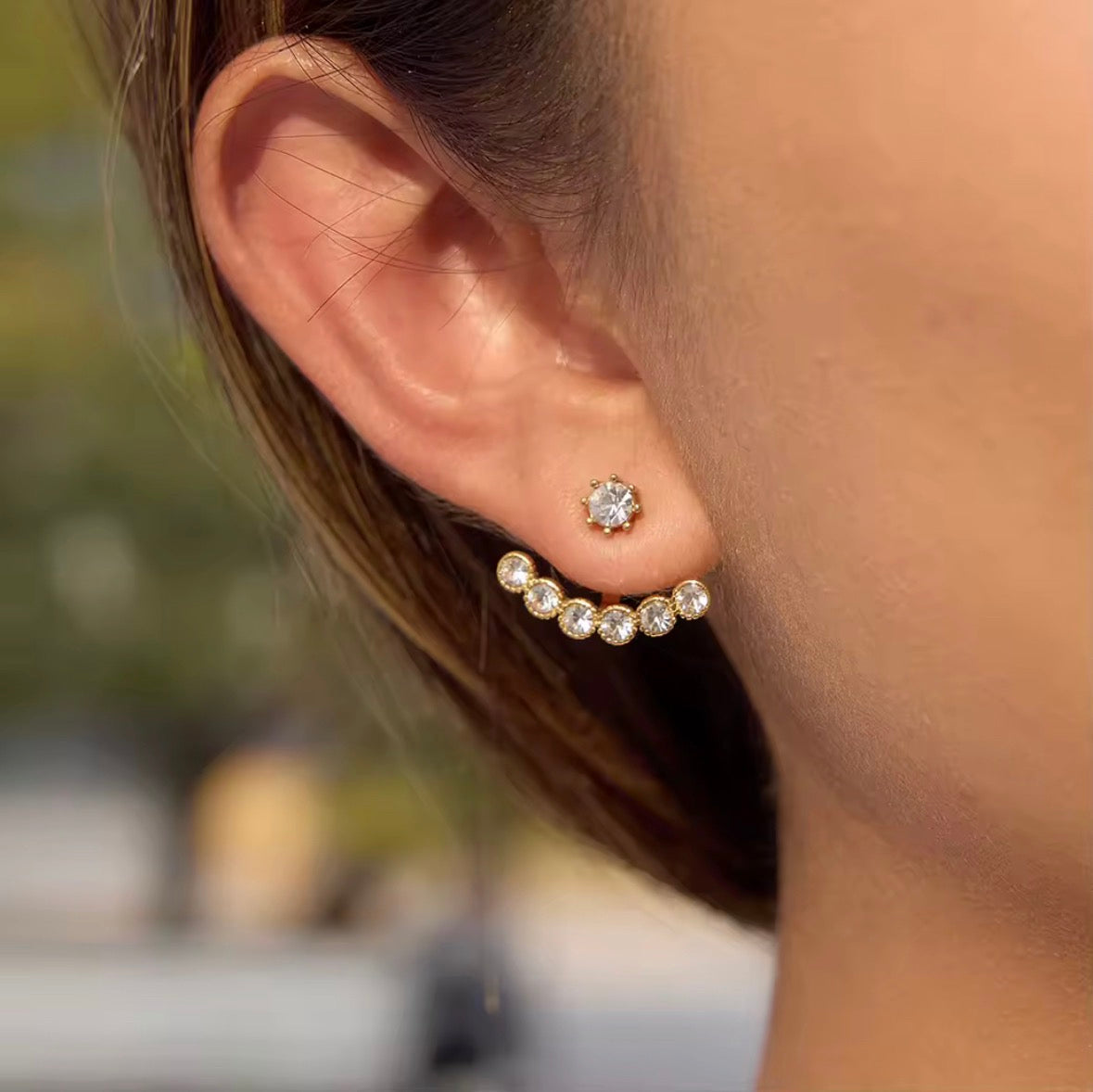 Caroline Gold Rhinestone Huggie Earring