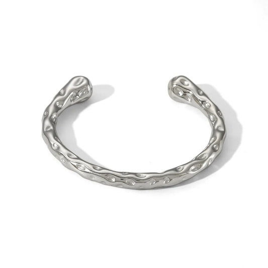 Hammer Silver Plated Open Bracelet
