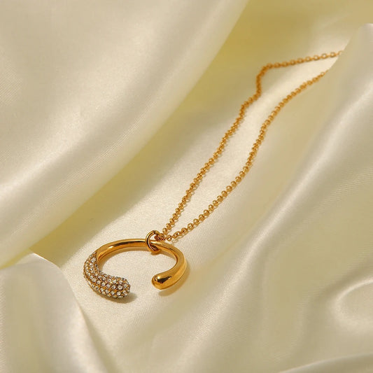 Open Zircon Paved Circle Pendant