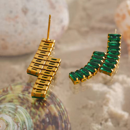 Green Bar Earrings