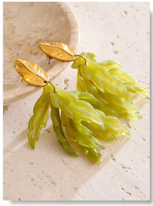 Golden Spring Leaf Earring