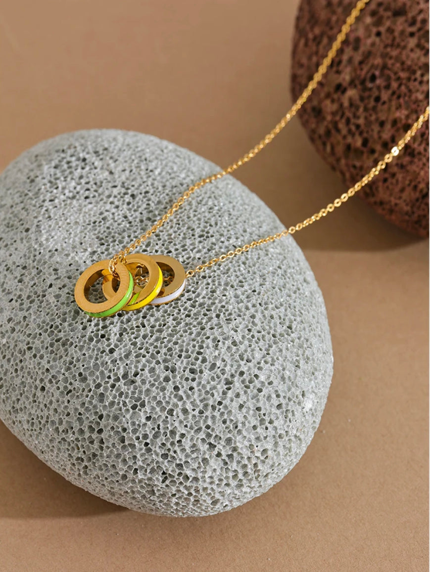 Enamel Three Round Pendant