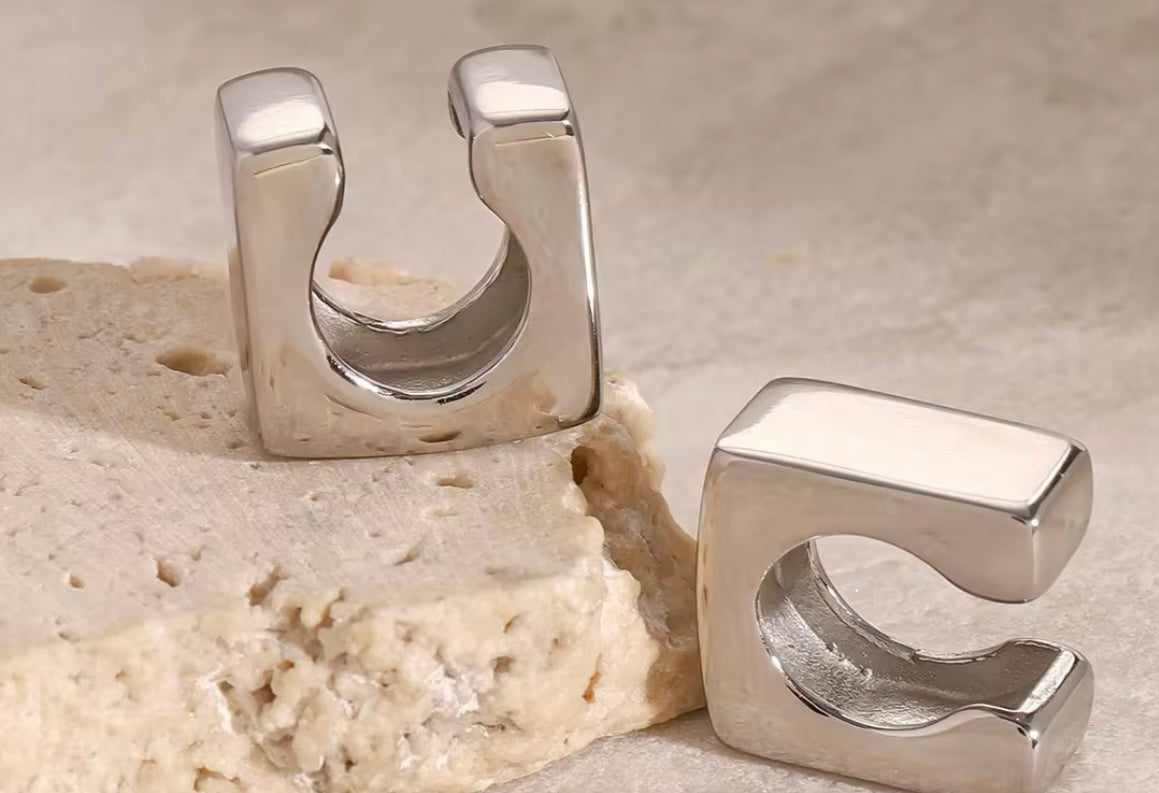 Block Ear Cuff Silver
