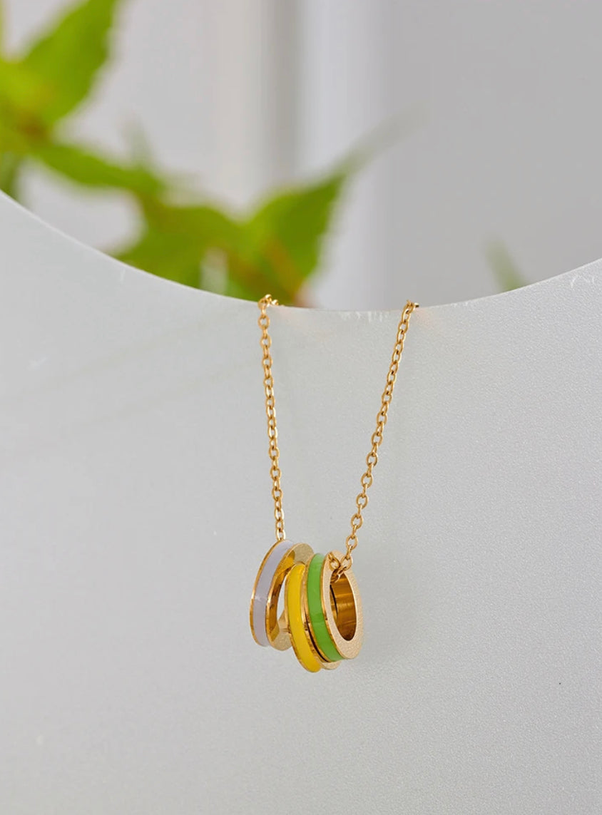 Enamel Three Round Pendant