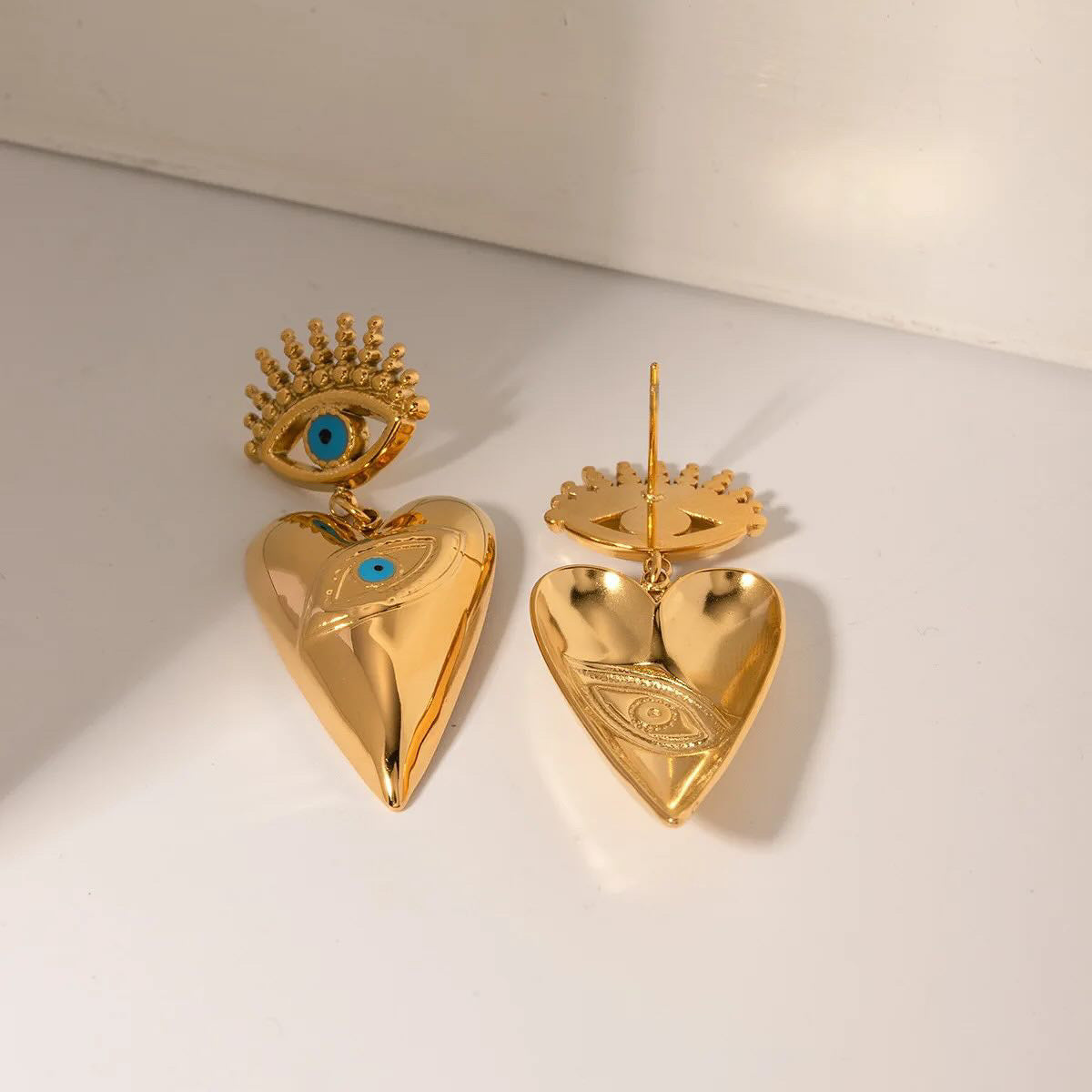 Evil Eye Heart Earrings