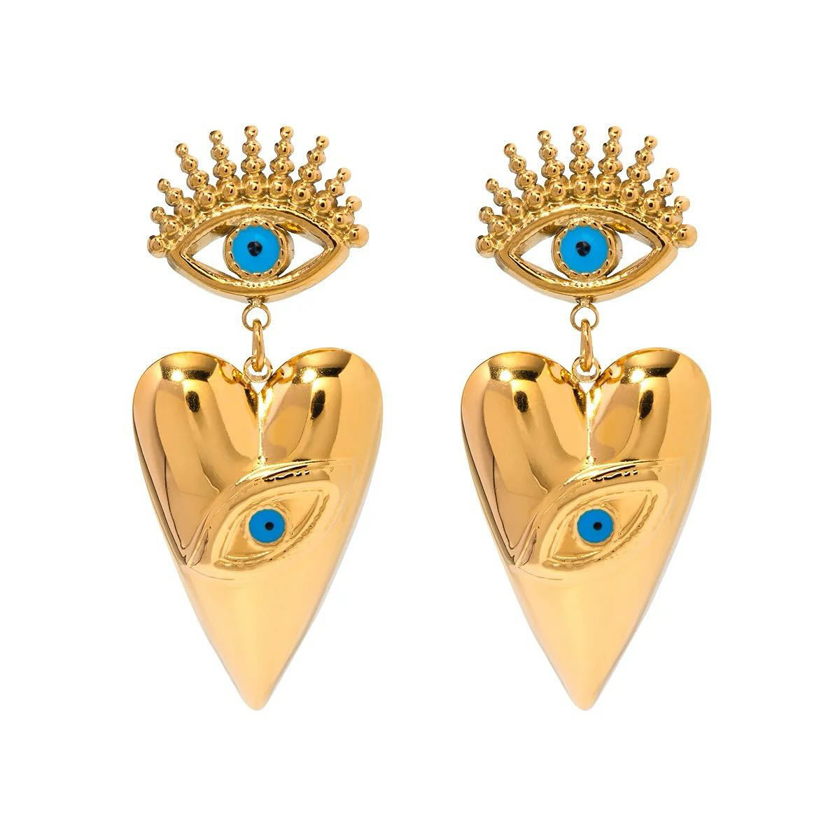 Evil Eye Heart Earrings