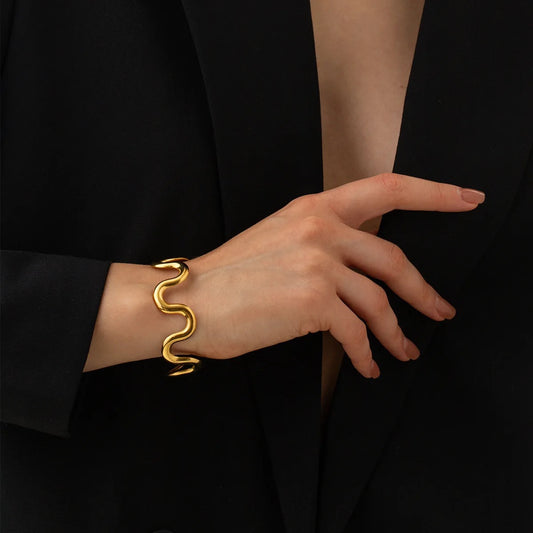 Wave Open Cuff Bangle