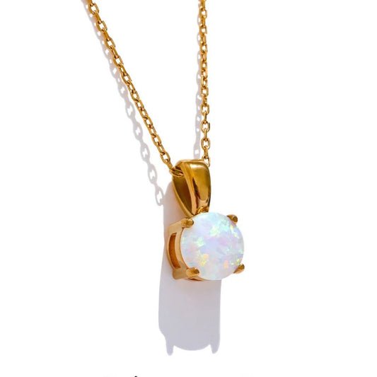 Minimalist Opal Pendant Necklace