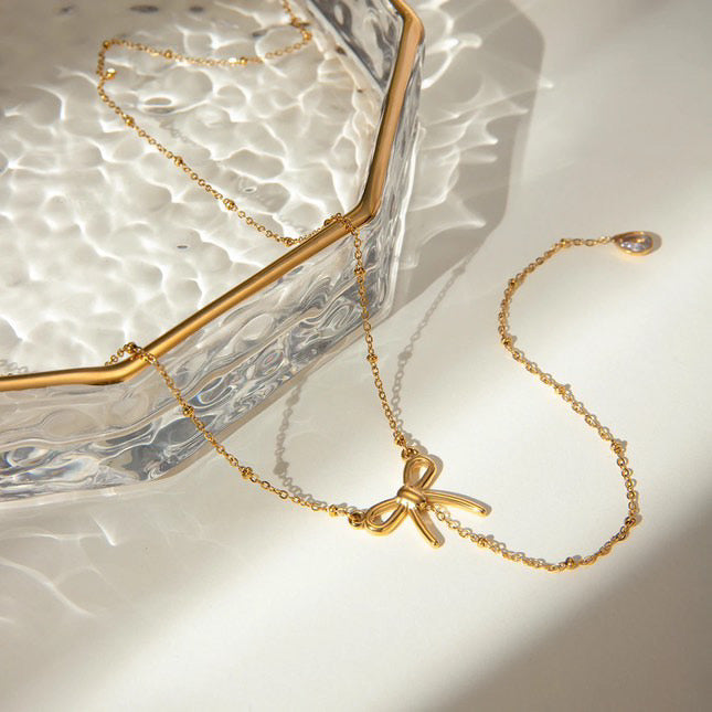 Bow Drop Gold Chain