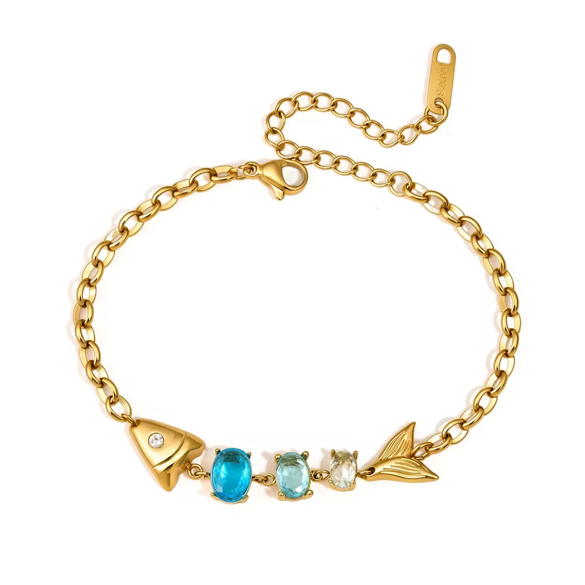 Golden Fish Dual  Zirconia  Bracelet
