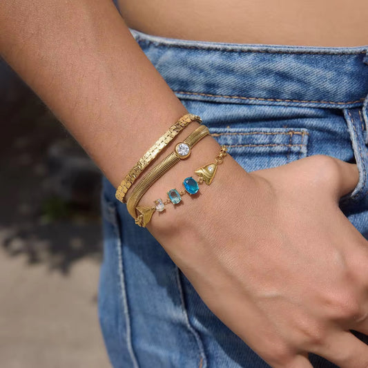 Golden Fish Dual  Zirconia  Bracelet