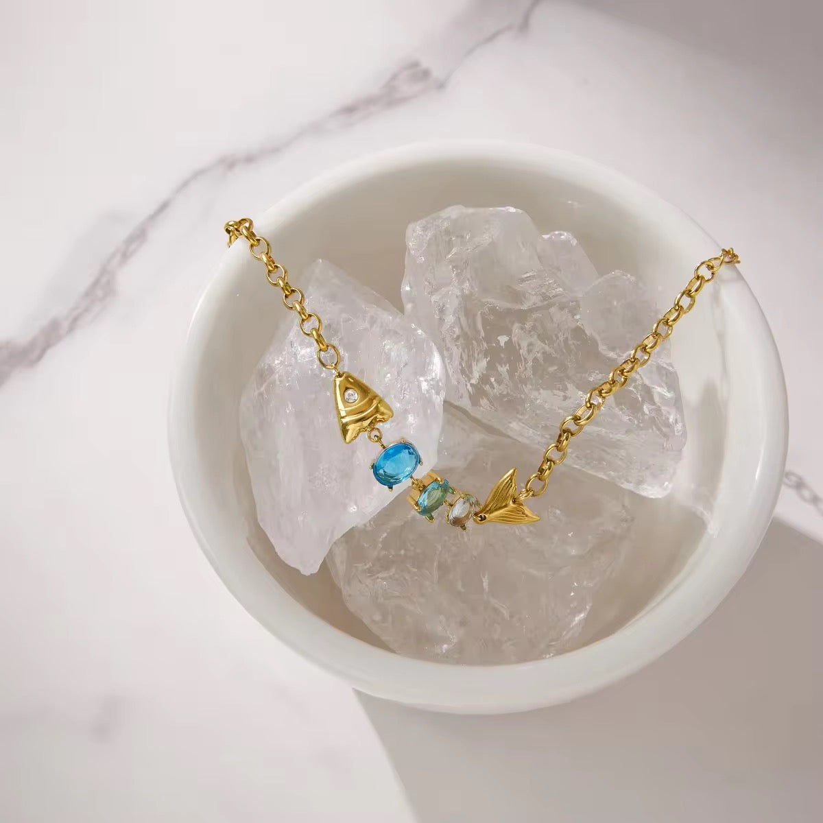 Golden Fish Dual  Zirconia  Bracelet