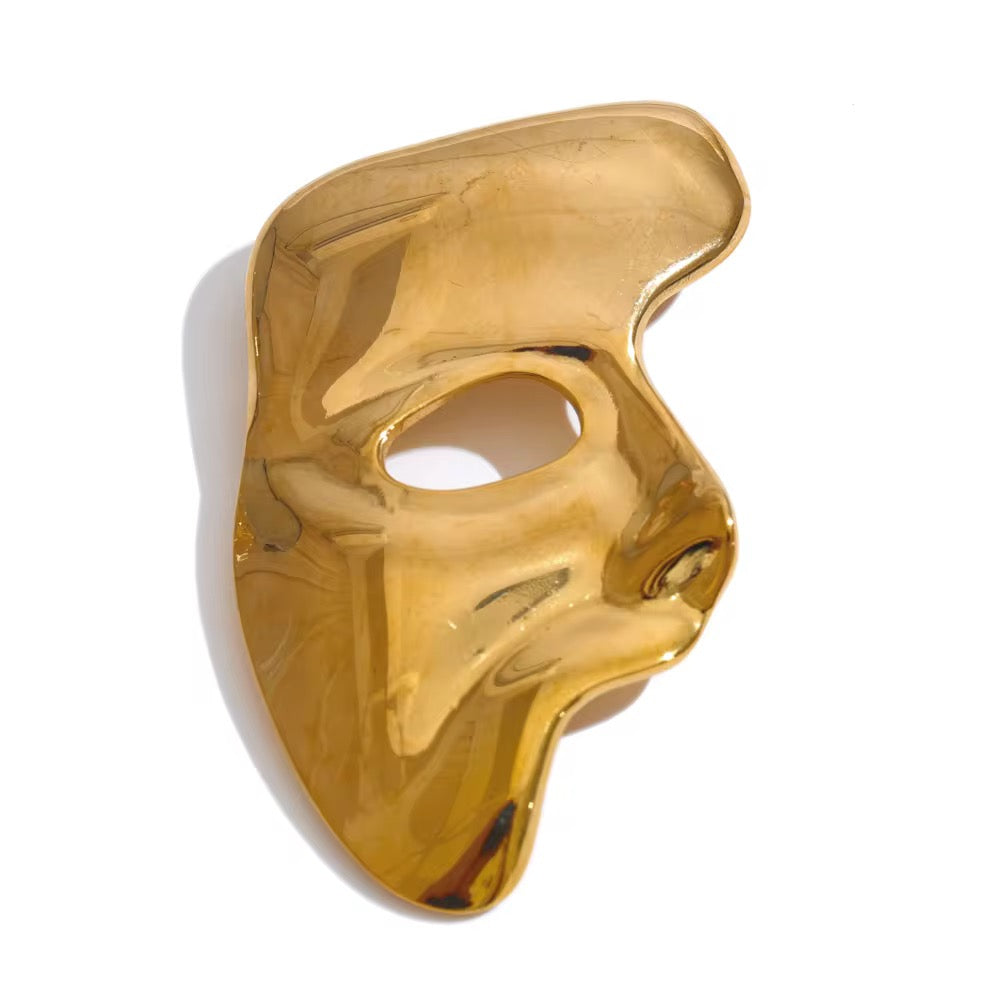 Abstract Face Golden Brooch